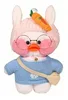 Carrot headband + blue bear head sweater + white bag