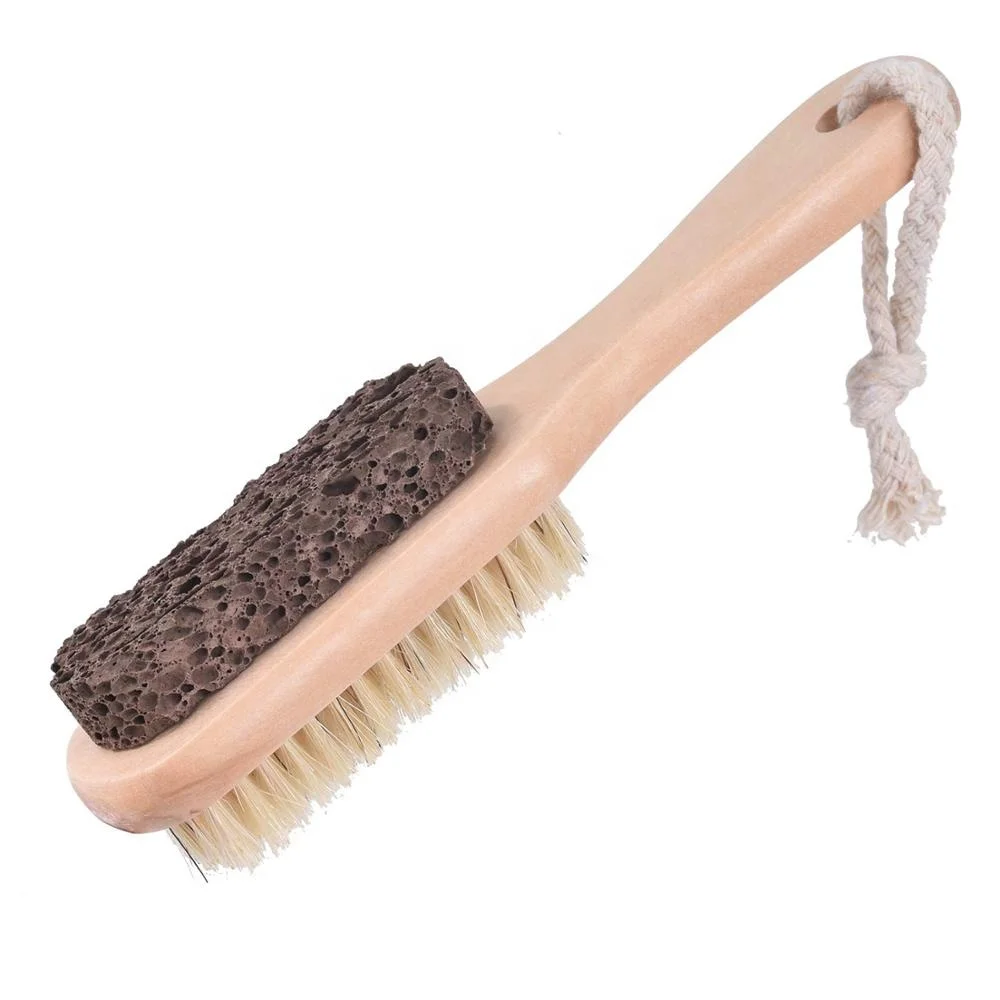 natural bristle foot brush & pumice stone combo