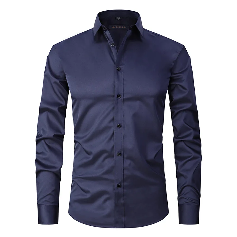 Men's Office Elastic Solid Color Dress Shirts By Ou Fashion Men's Office Elastic Solid Color Dress Shirts By Ou Fashion