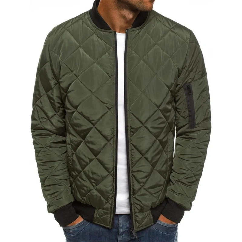 High Quality Black Warm Cardigans Coats Thick Print Zipper Cotton Men Puffer Down Jacket Winter_voghion.com