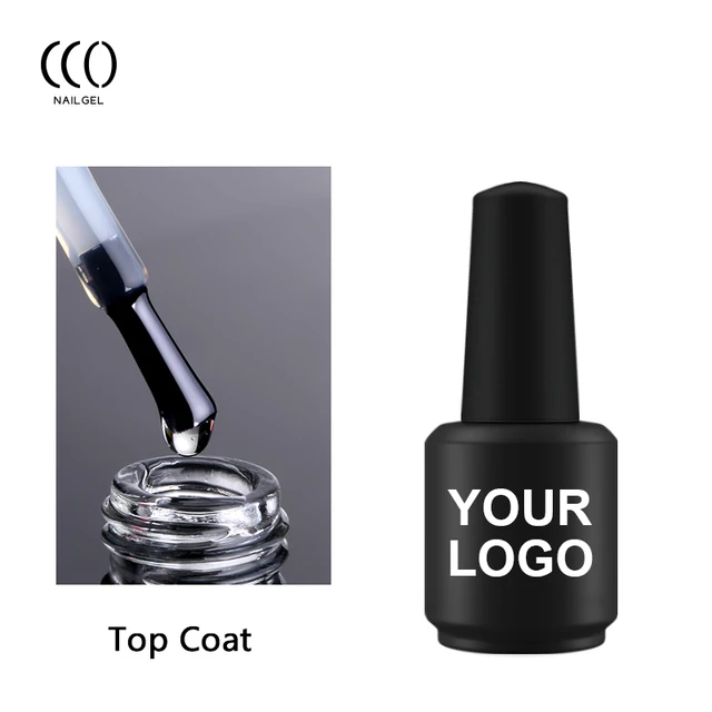CCO Hema 15ml Private Label No-Wipe UV Gel Polish High Gloss Shining Top & Base Coat for Nail Art Clear Gel Polish