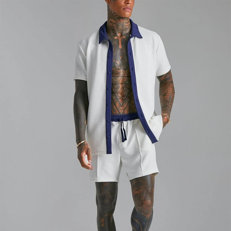New Design Summer Tracksuit for Men Two Piece Jersey Shirt Casual Wear Men Short Set