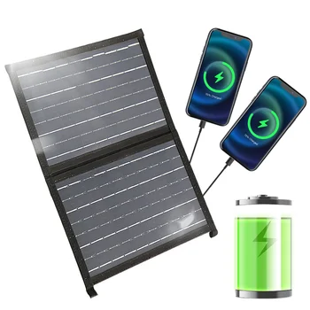 14W 2-Fold Solar Folding Panel with Easy-to-Carry 5V MPPT Solar Charger for Outdoor Picnics and Outings
