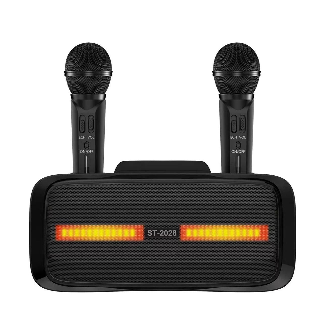 カラオケマシンST2028充電式スピーカー、2マイクポータブルPA