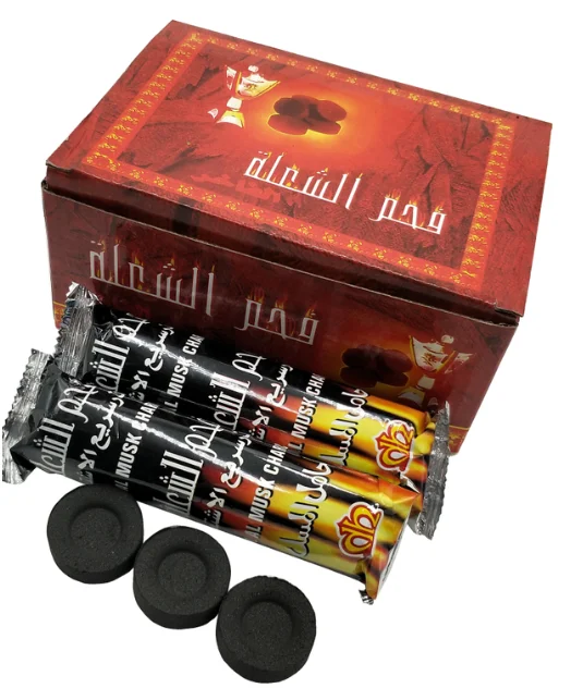 Hongqiang Long Burning Time Bamboo Round Shisha Bakhoor Tablets Incense Charcoal Price for Hookah Fruit Wood Coking Coal