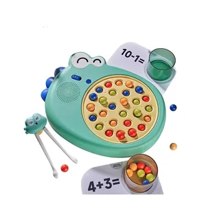 Kids Toys Interactive Dinosaurs Learn Chopsticks Training Count Bean Machine Red with Add and Subtract Cards
