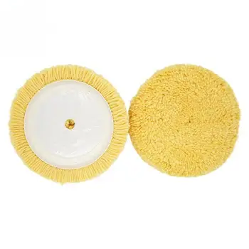 Yellow 5 inch Single side   Wool Buffing Pad Made of 50% single ply wool For Medium fine polishing