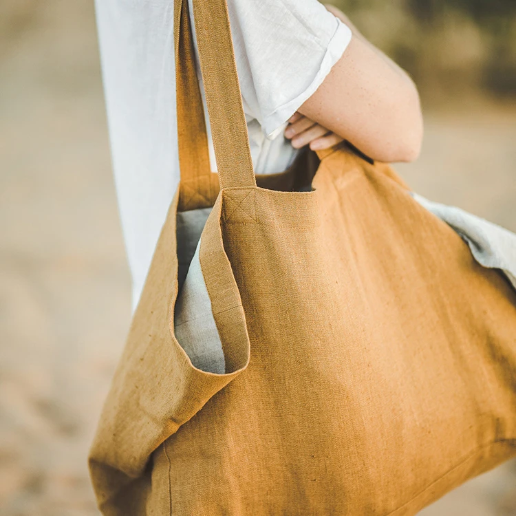 Bio Funky Beach Bags Canvas Tote Men Linen Bucket Logo Jute Small
