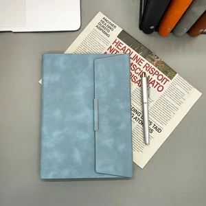 Customized Three Fold Loose Leaf Notebook with Strip Stickers, Leather Buckles, Business Gifts, Office Notebooks, Printed Logos