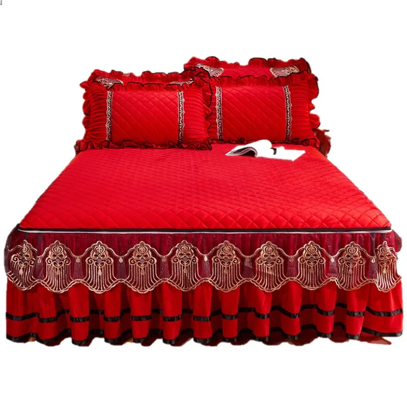 American Style 3d Printed Embroid Luxury Diamond Velvet Lace Bed Spread