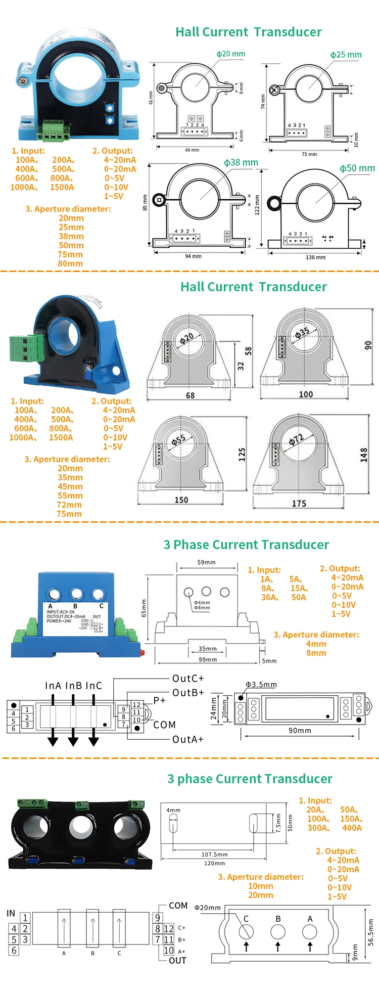 1500V AC Voltage Transducer Closed Loop Hall Effect Voltage Sensor DC ...