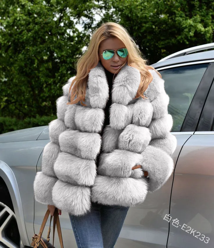 Women's Thick Knitted Real Rabbit Fur Jacket Warm Coat Coffee