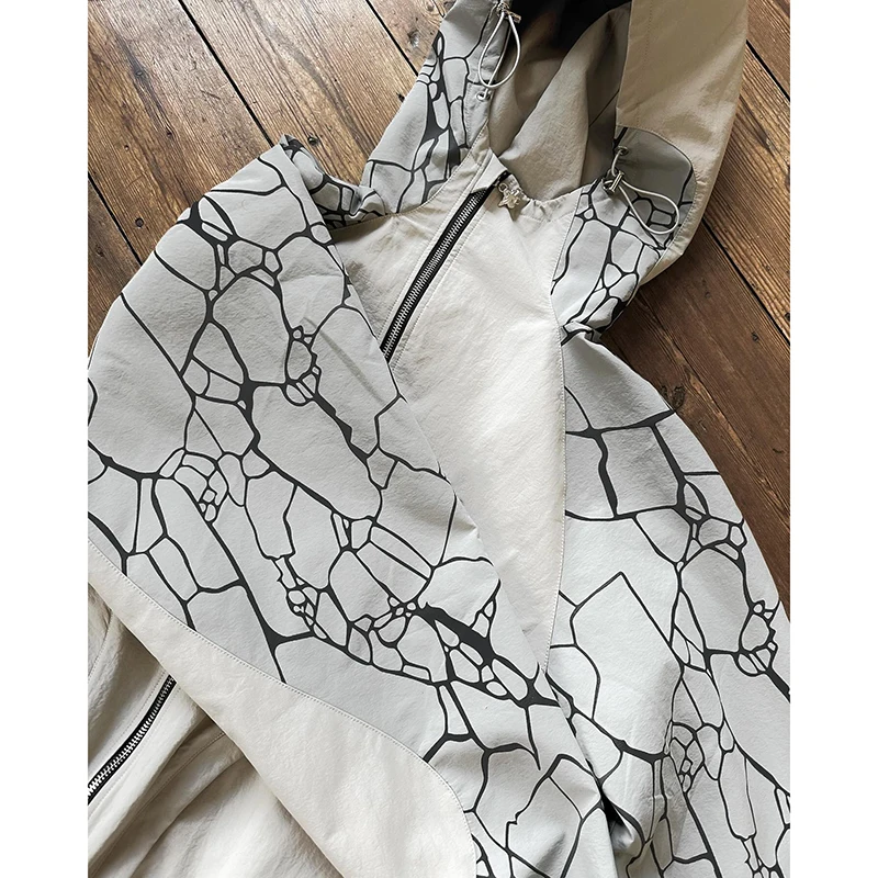 Salati Custom Water-proof Zip up Windbreaker Jacket Nylon Polyester Adjustable Cuff Printed Sleeve Sportswear Jacket for Men gallery 2