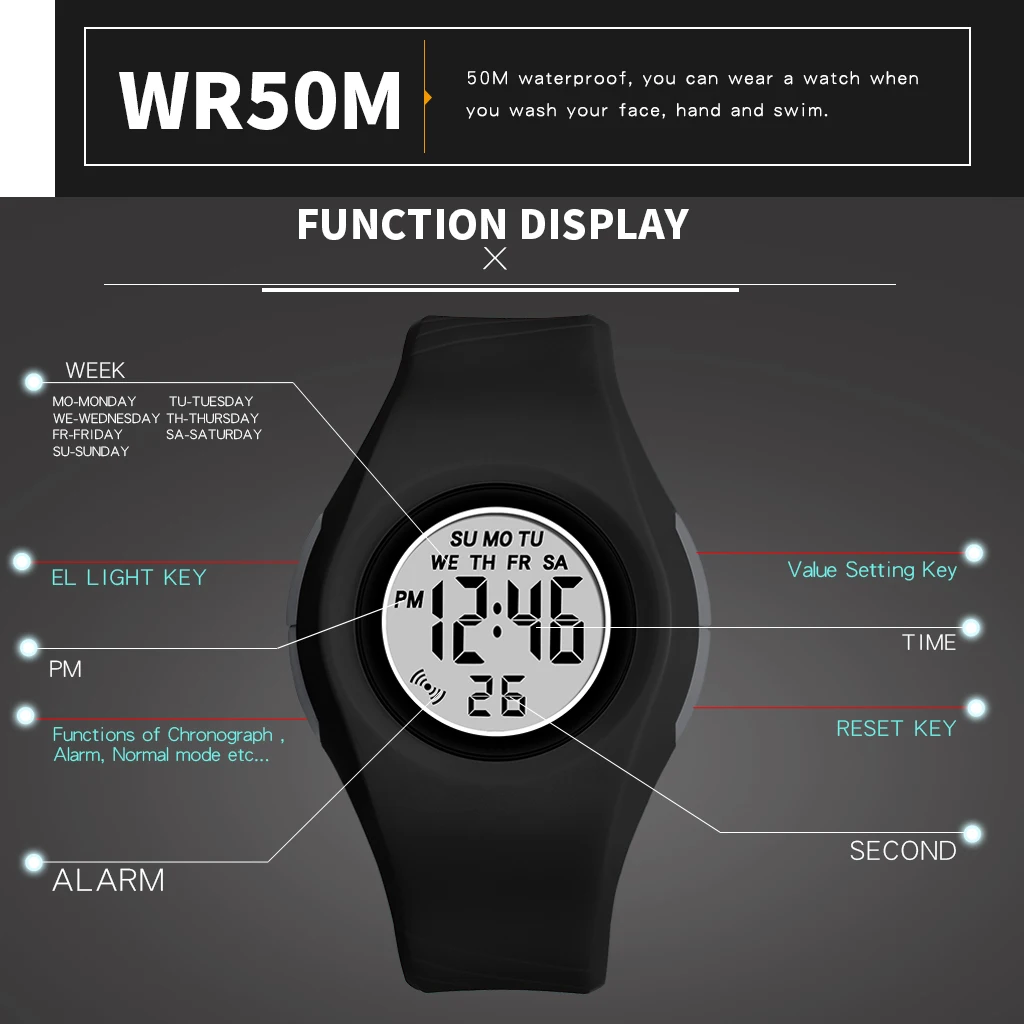 SYNOKE- -어린이 스포츠 시계, 발광 시간 코드 미터, 방수, 알람, 어린이 선물| Alibaba.com