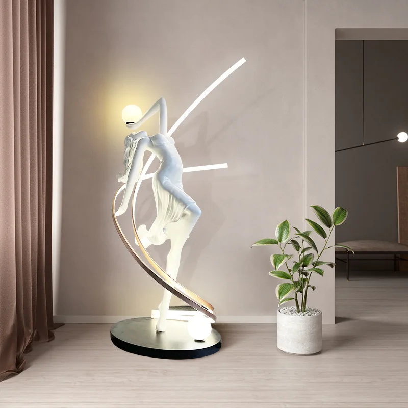 Hanging Light Clubs Bar Decor Art Dancing Girl Ornament Modern Indoor Led White Sculpture Floor Lamp Ballerina