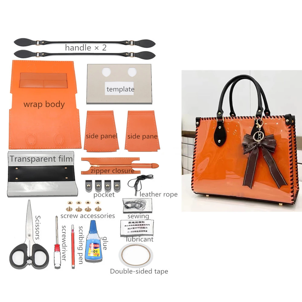 Luxury DIY Paper Tote Bag for Ladies, PVC Bag Kit, Crossbody Bag