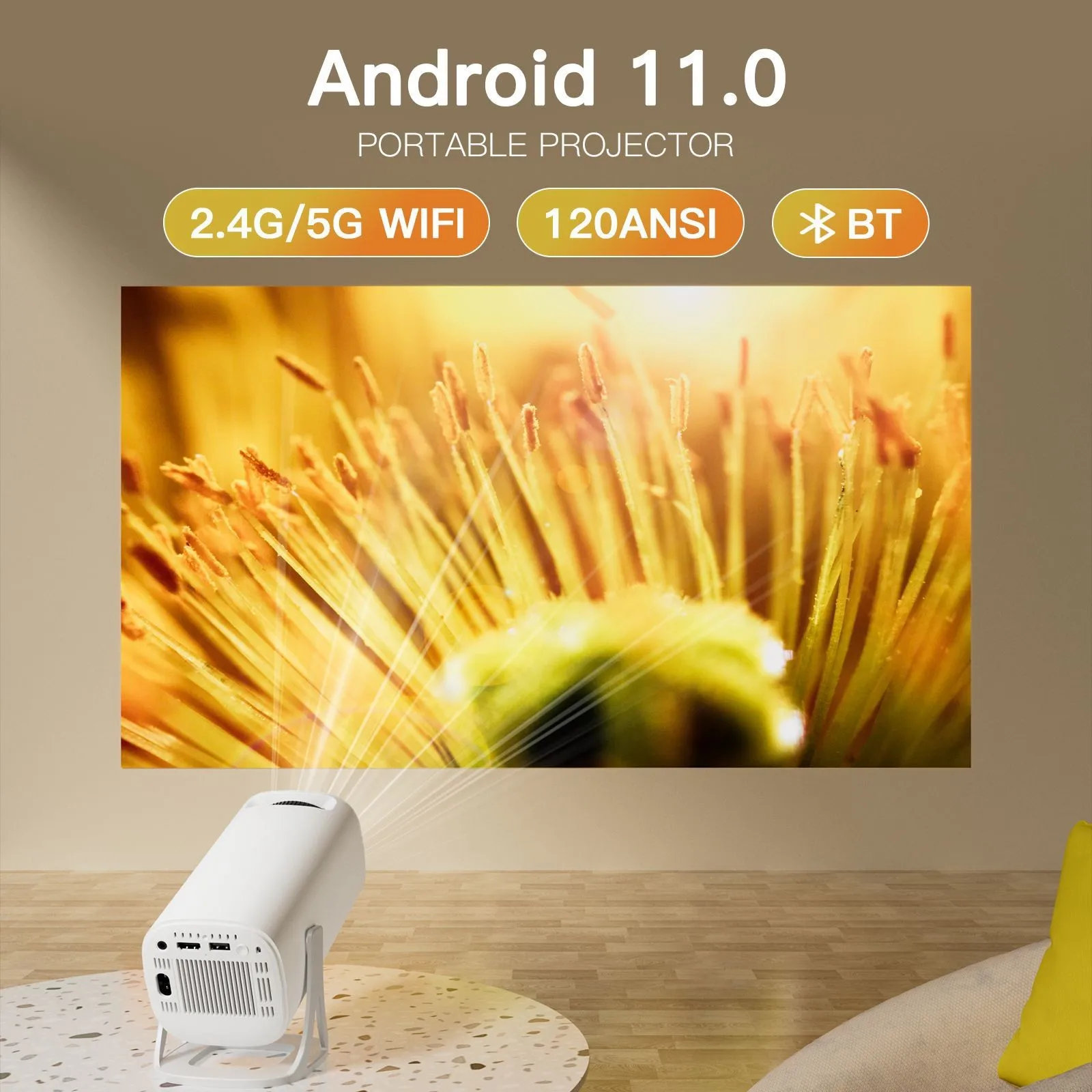 S40 4K Portable Android mini Smart Projector 2-in-1 Home Theater for ...