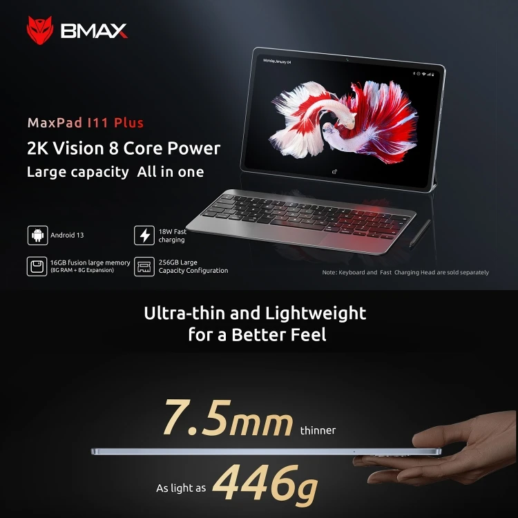 BMAX MaxPad I11 Plusタブレット8GB256GB10.4インチAndroid13OS Unisoc