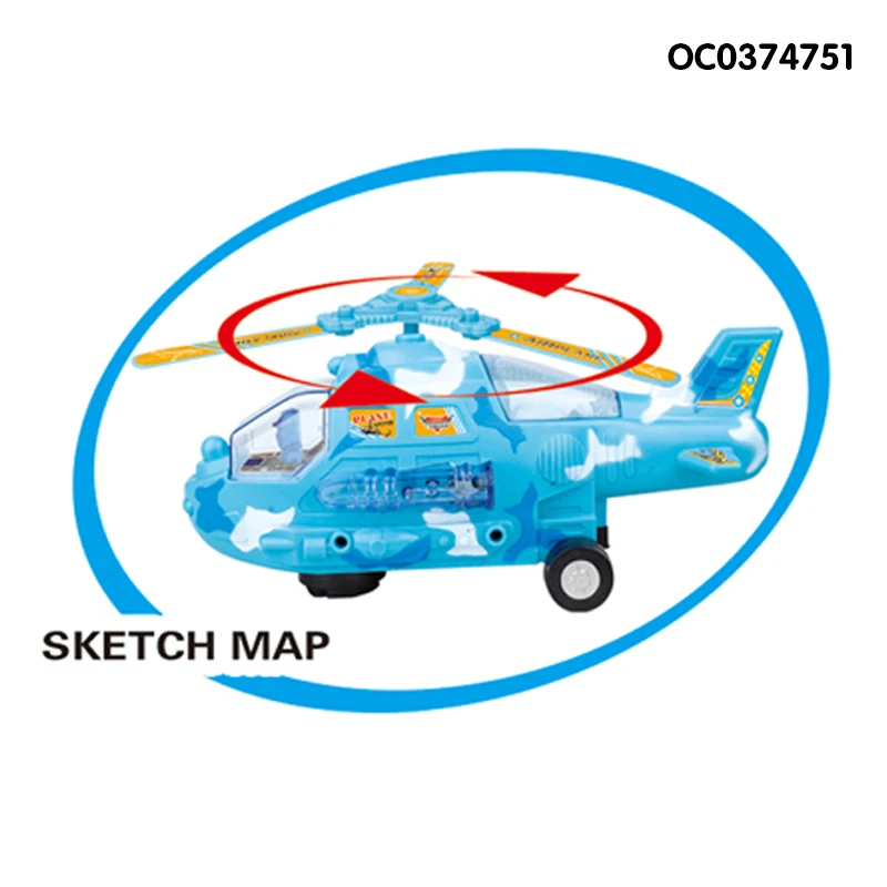 Juguete Avión Transformador Con Luces Y Música – Helicóptero Eléctrico Con Hélice 360° Para Niños +1 Año (Azul)
