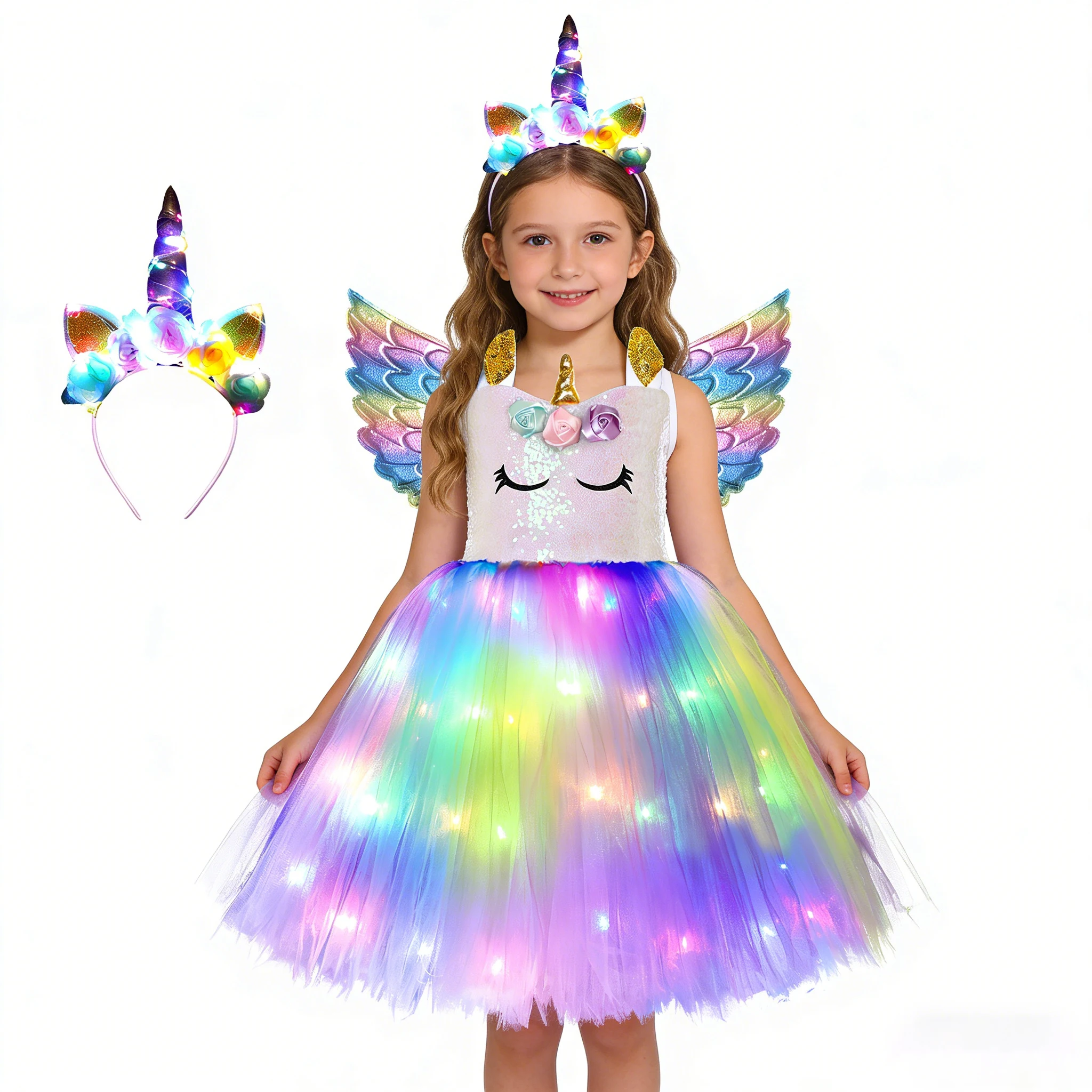 princess dress that lights up RGB LED Light Dress, Interactive Girls Princess Costume Halloween and magical lights that will make her shine at any event Princess Dress for Kids: LED