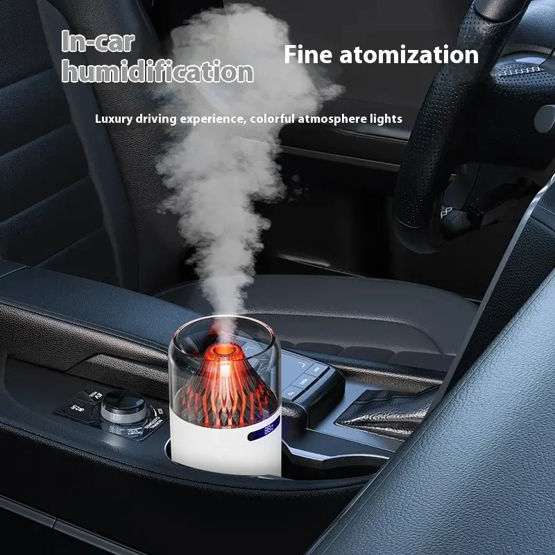 B2B Electronic Mall Simulation Volcano Spray Led Night Light Car Purifying air Humidifier Portable Mini Water Refill Atomizer