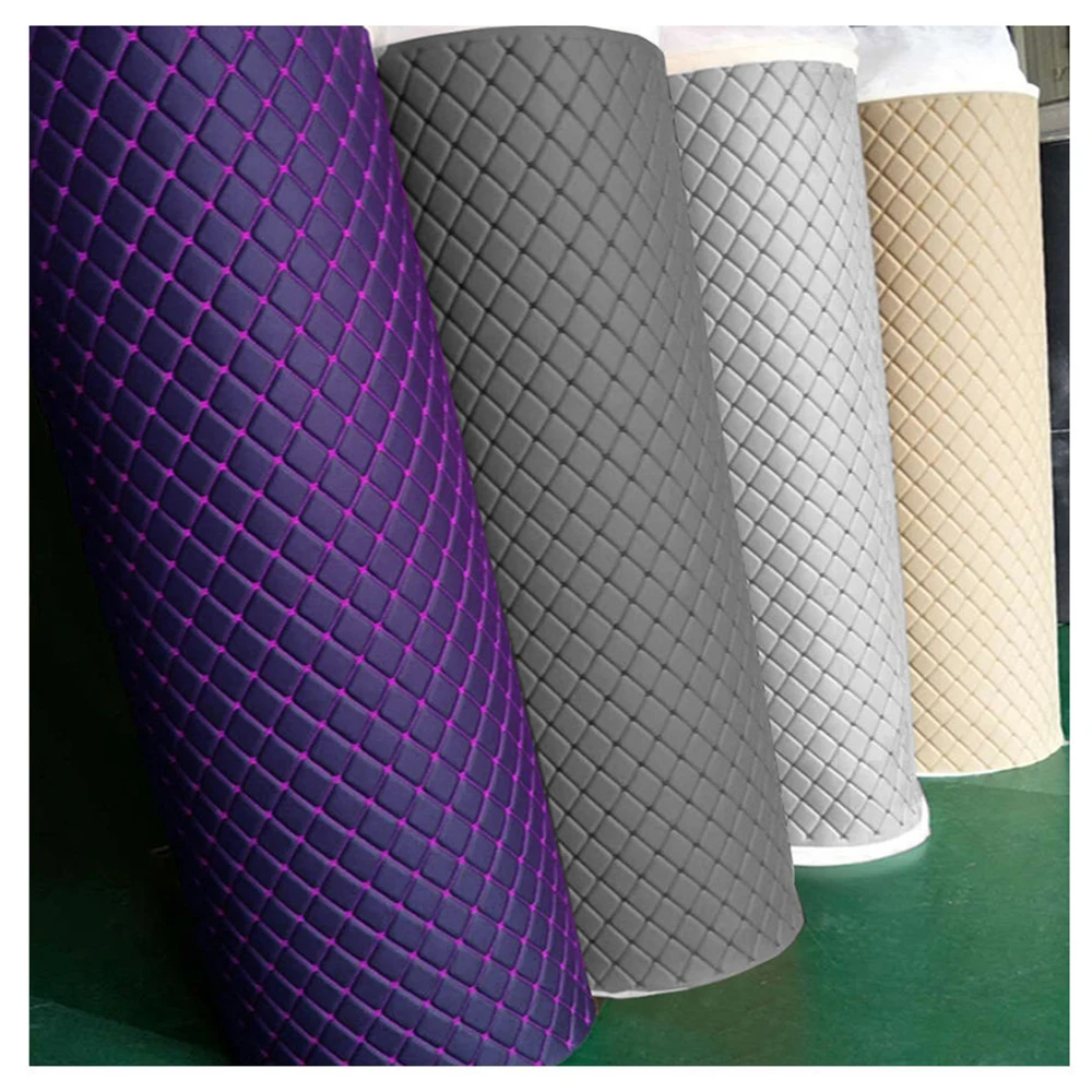 Dimensional/3D Customize Thickness and Density PVC Faux Leather and Sponge With Embroidery Design for Car Seat Covers