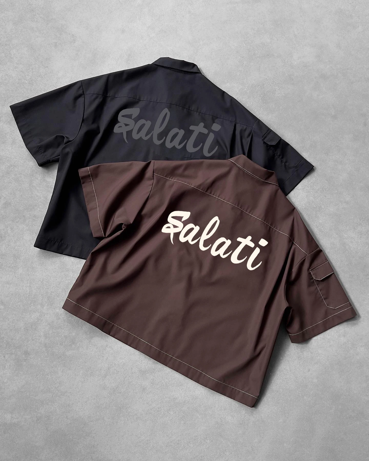 Salati Custom Logo T-shirt Drop Shoulder Heavy Printed Heavyweight Down Button up Boxy Man Cropped Work Tee T Shirt Men's Shirts gallery 2