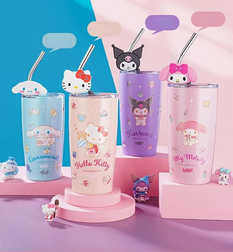 Sanrio Kawaii Kuromi Cup Accessories Stainless Steel Hello Cat Water ...