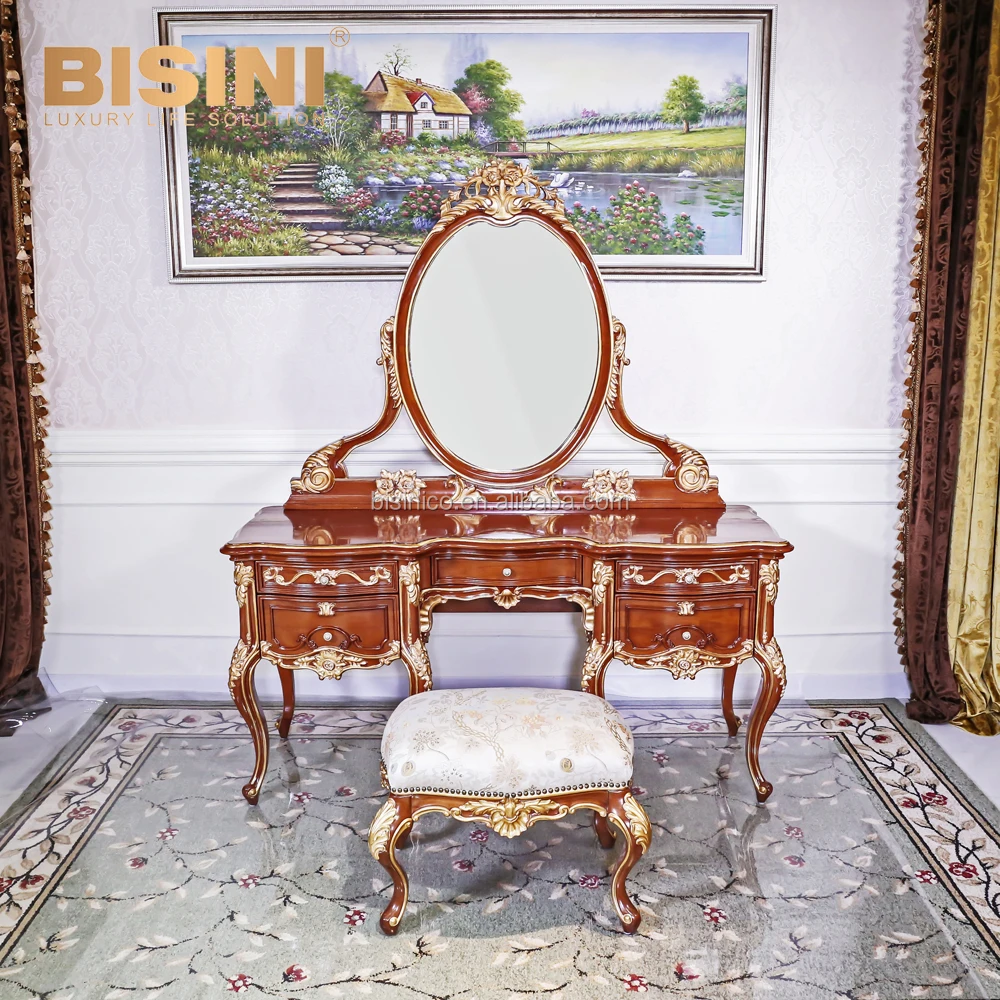 Rococo Vanity - Elegant Gold Leaf Outlining Dressing Table