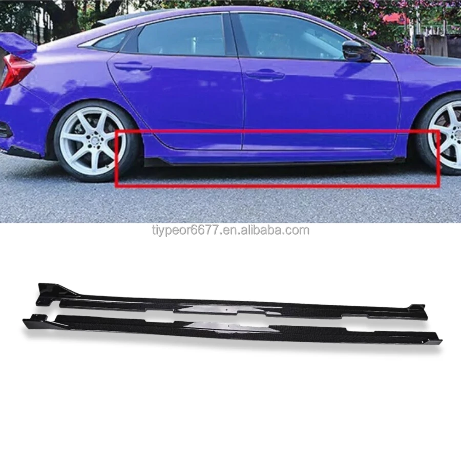  glossy black abs plastic style side skirts extension panel lip-3