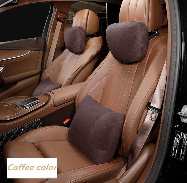 Коричневая подушка для поясницы автомобиля впитывает влагу дышит воздухом и поглощает удары защищает талию снимает поясничное давление.
