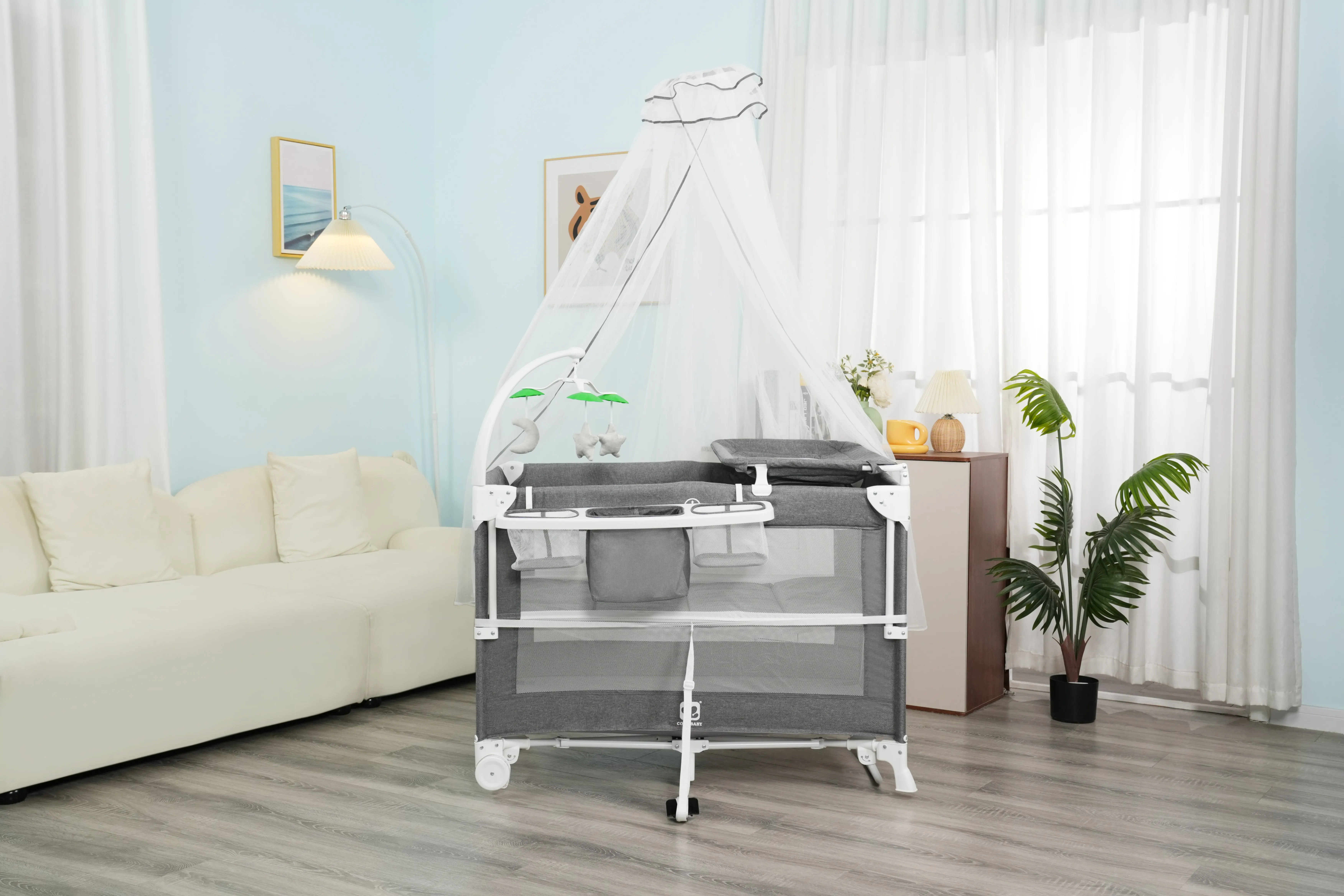 P9062 Cool Baby One Side Adjustable Foldable Baby Crib Portable Baby Playpen details
