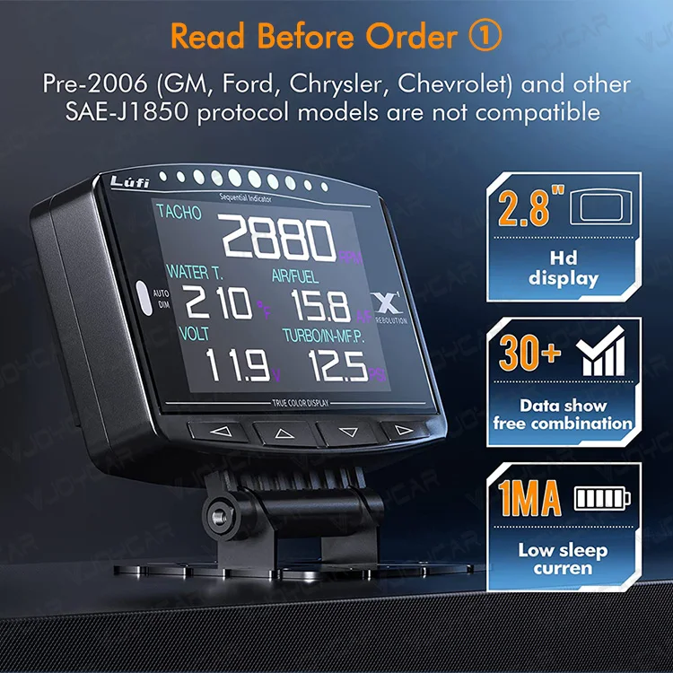 Lufi X1 Revolution OBD2 Smart Digital Car Gauge RPM Multi Meter Turbo Alarm OBD Car Alarms for Automotive