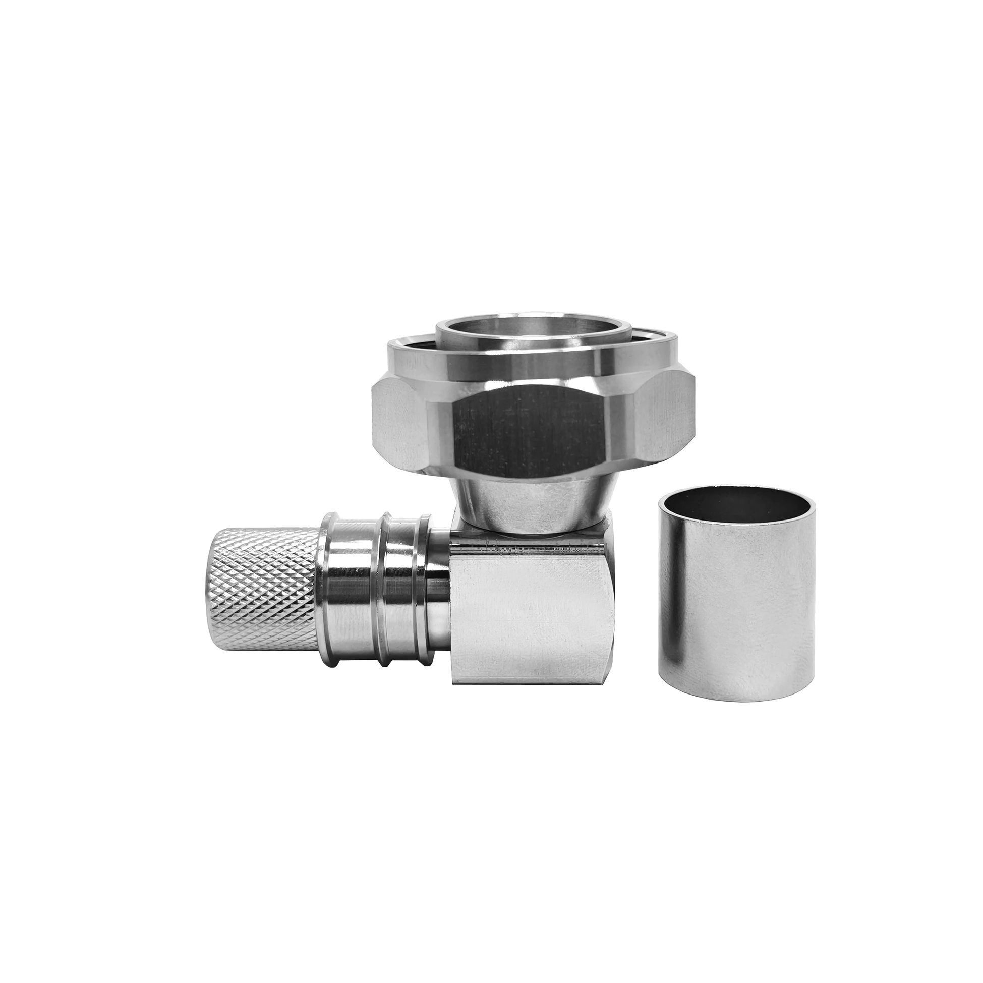 7/16 DIN Male Right Angle RF Connector for 600 Cable Non-Solder Crimp