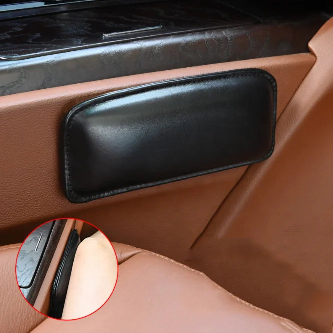 2-Pack Car Knee & Elbow Cushion Pads - Soft PU Leather Armrest Pads For Door & Center Console (Black)