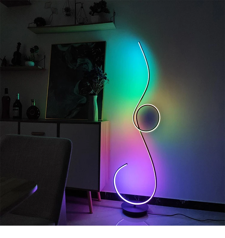 Nordic Modern Decorative Remote Control LED Light RGB Corner Floor Lamp For Living Room