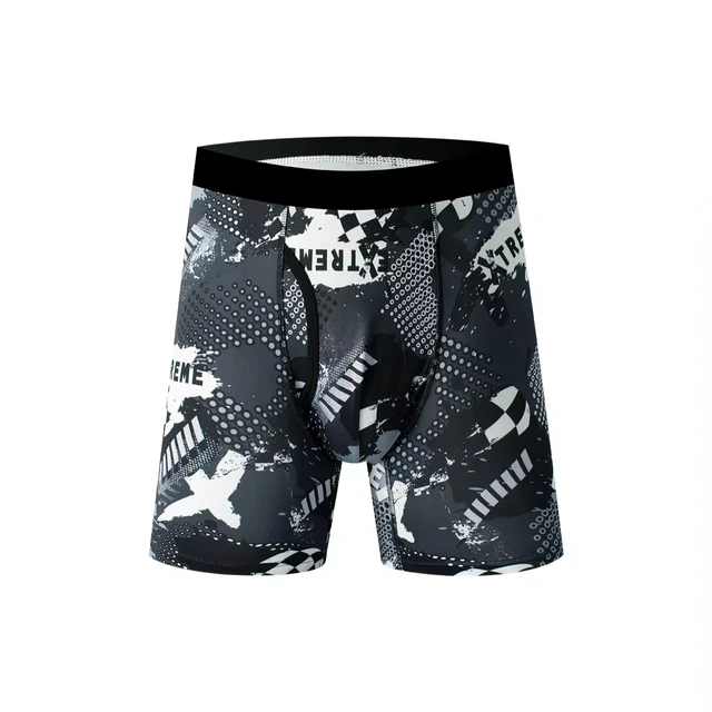 2024 new printing ice silk men's underwear youth fashion sports breathable non-marking fitted boxer briefs