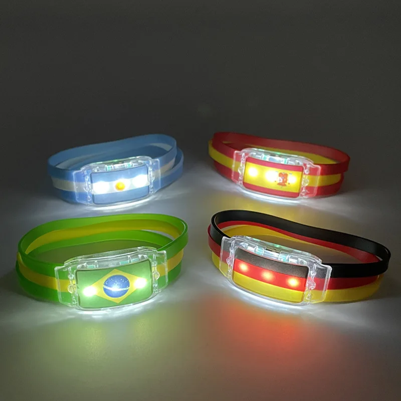Qatar  2022 Bracelet Customized LED Lighting National Flag Silicone Bracelet Cheering Props 2022 Merchandise