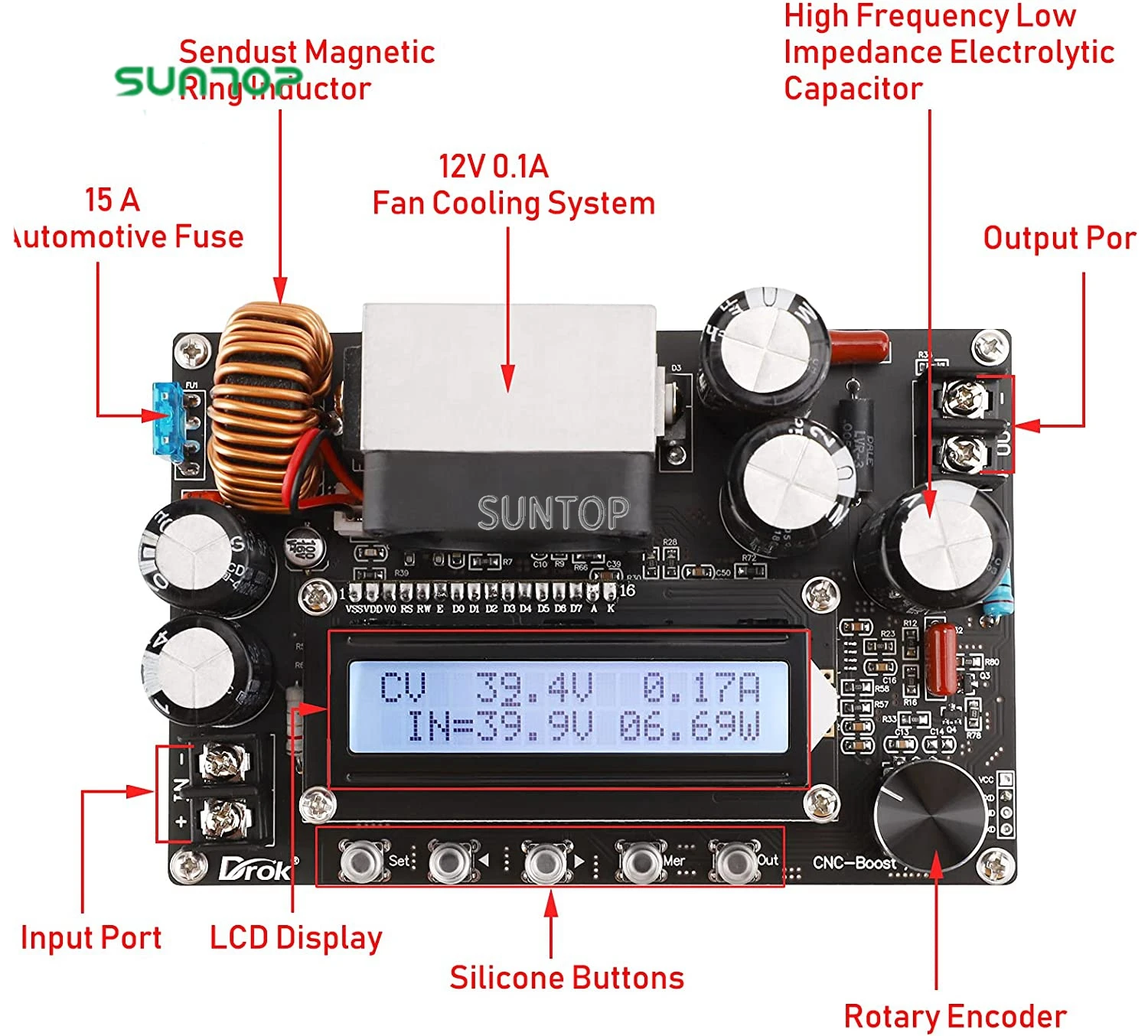 CNC 10V-65V to 12V-120V DC to DC 12V 24V 36V  12A 800W Adjustable Power Supply Voltage Regulator Module, Solar Panel  Charging,