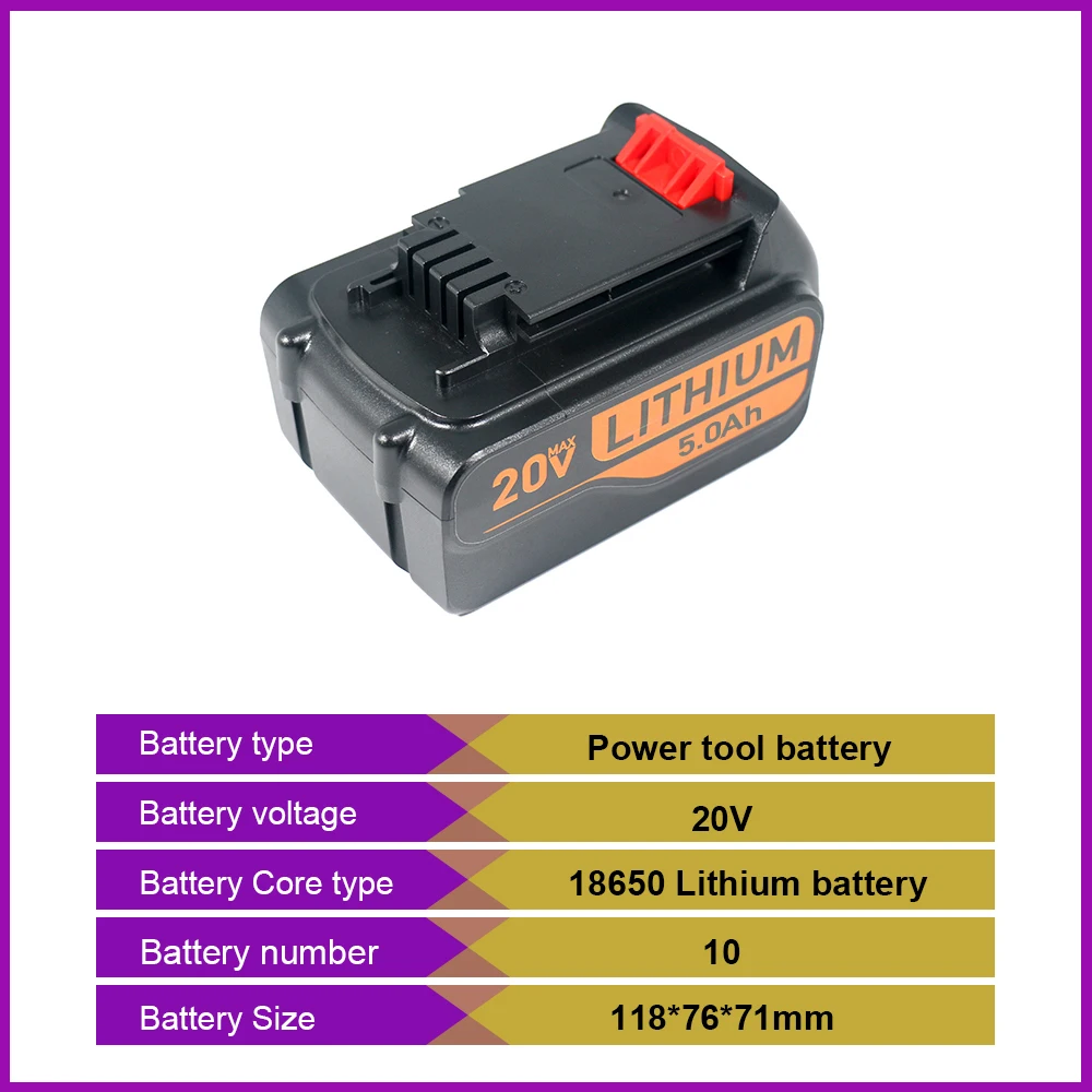 20V 3Ah 4Ah 5Ah 6Ah True-Capacity Cordless Oscillating Rechargeable Battery Universal Replacement Power Tool 20V Lithium Battery