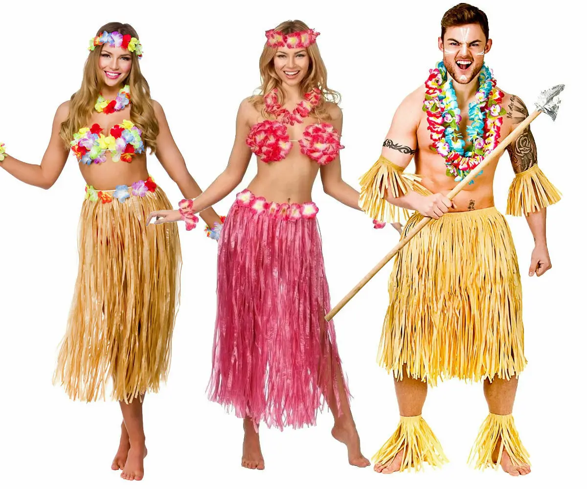 Kit De Fiesta Hawaiana Para Hombre Y Mujer,Traje De 5 Piezas,Falda Hawaiana,Vestido  De Lujo Para Fiesta En La Playa - Buy Falda Hawaiana,Hawaiano Traje,Vestido  Hawaiano Product on 