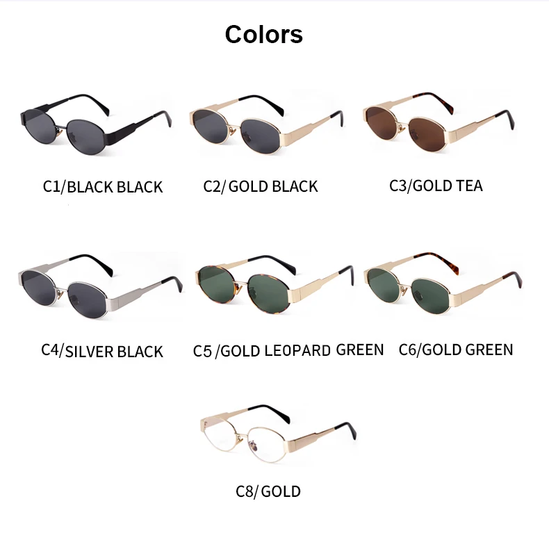 Metal Frame Oval Sunglasses - Classic Vintage Steampunk display picture 3