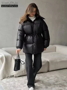 European American Winter New Style Waterproof Windproof Snake Skin Hooded Zip Cotton Bubble Breathable Jacket Comfortable Warm