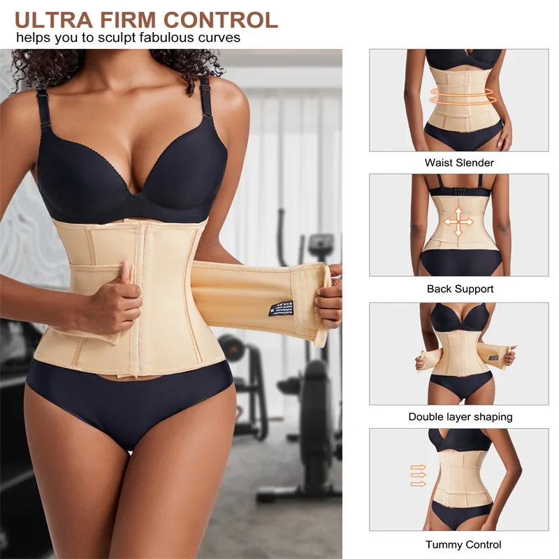 Custom Full Body Waist Cinchers Women Double Belt Trimmer Corset Enhance Waist Trainer Shaperwear Shaping Tummy Control Shaper supplier
