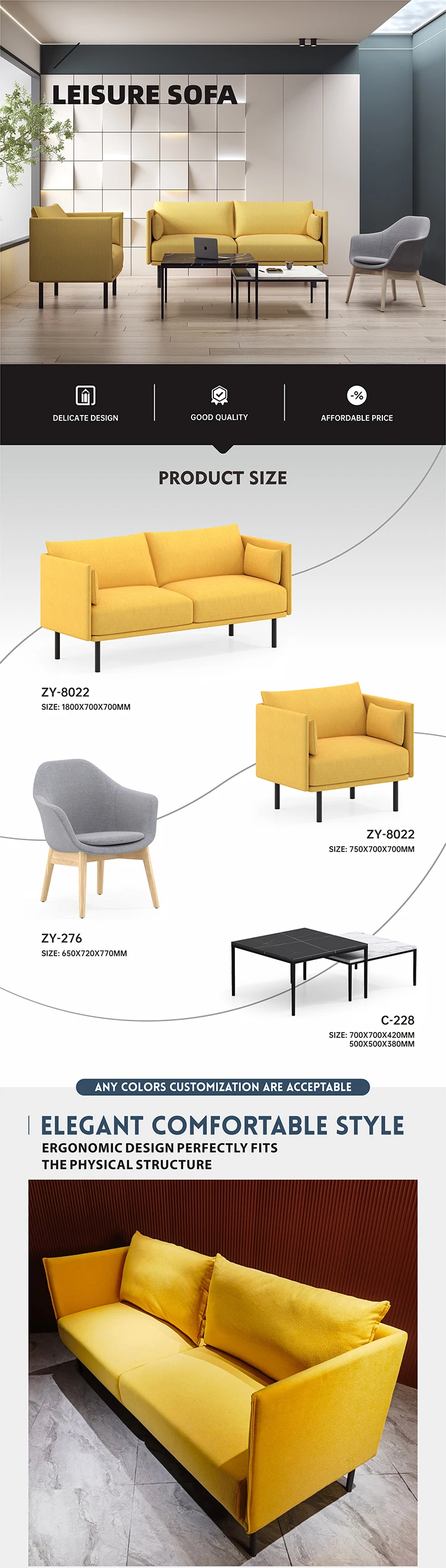 Modern Iron Legs Hotel Home Office Leisure Couch Sets Velvet Leather ...