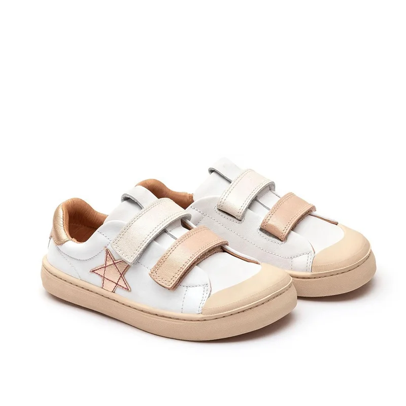 Manual Custom Fashionflat Bottom White Leather Wide Toe Low Top Sports Casual Kids Children Baby