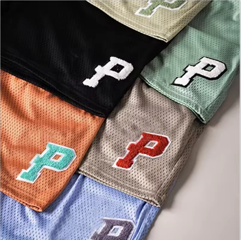 Custom Vintage Fitness Running 100% Polyester Men Sweat 3d Screen Foam Puff Print Gym Mesh Shorts With Drawstring