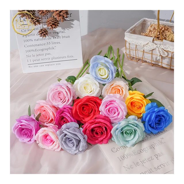 Artificial rose single silk cloth rose home wedding Valentine's Day decorative flowers artificial red roses