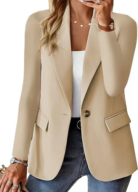 Hot Selling Women's Large Size Solid Color Long Sleeve Office Blazers Suit Business Small Suit Jacket