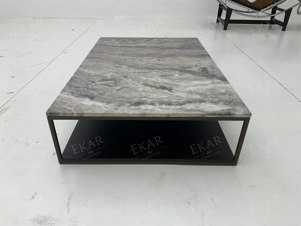 product modern venetian brown matte marble coffee table elegant wooden home furniture for living room school apartment284-69